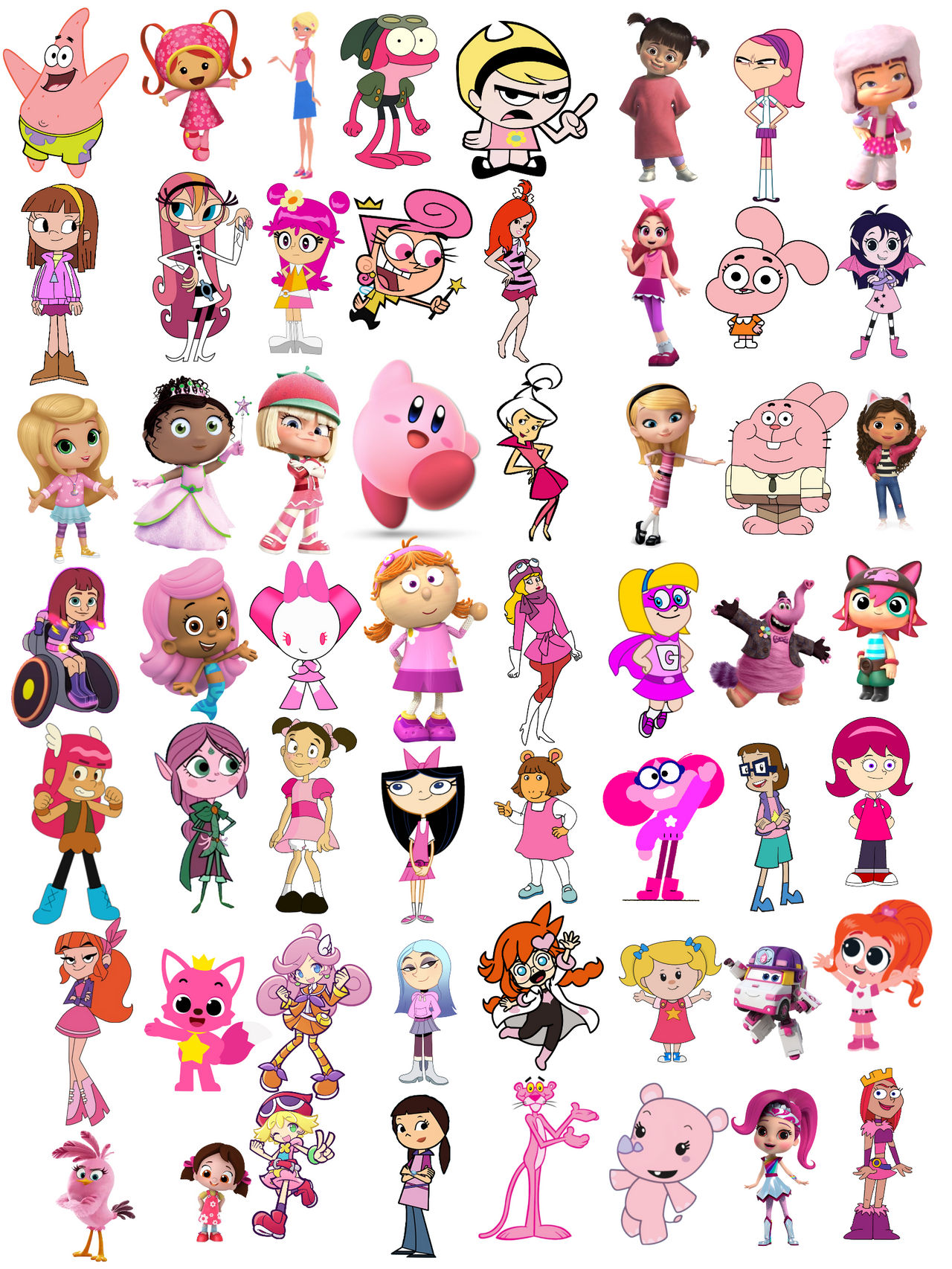 Pink Character Color Pink characters by Elishaboy on DeviantArt