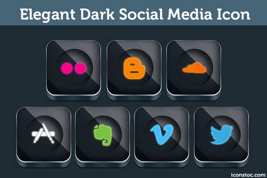 Elegant Dark Social Media Icon Sets