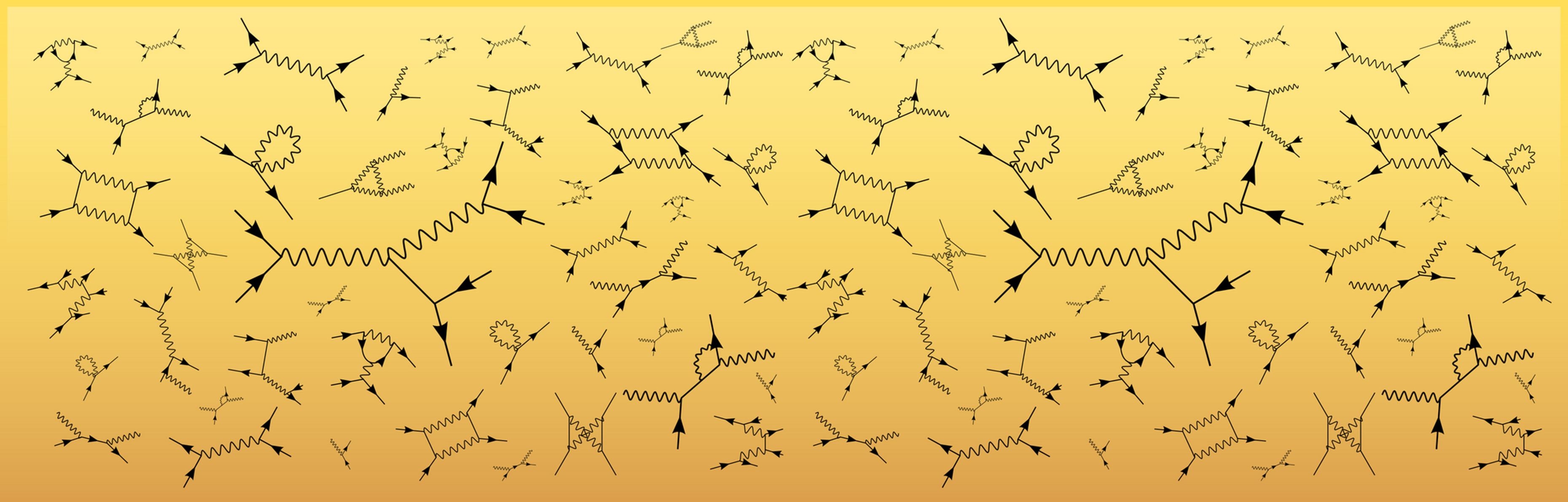 Feynman Diagrams on Yellow Background Poster