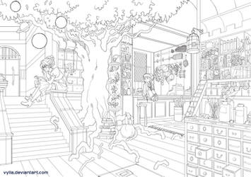 Lineart: Magic Shop by Vylla