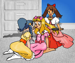 Pokemon - Dawn, Ashley and May getting dressed