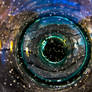 Birds eye of a glass with bubbles