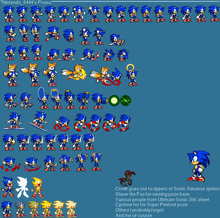 Il s'agit du spriteset complet de Sonic de Sonic Advance 2