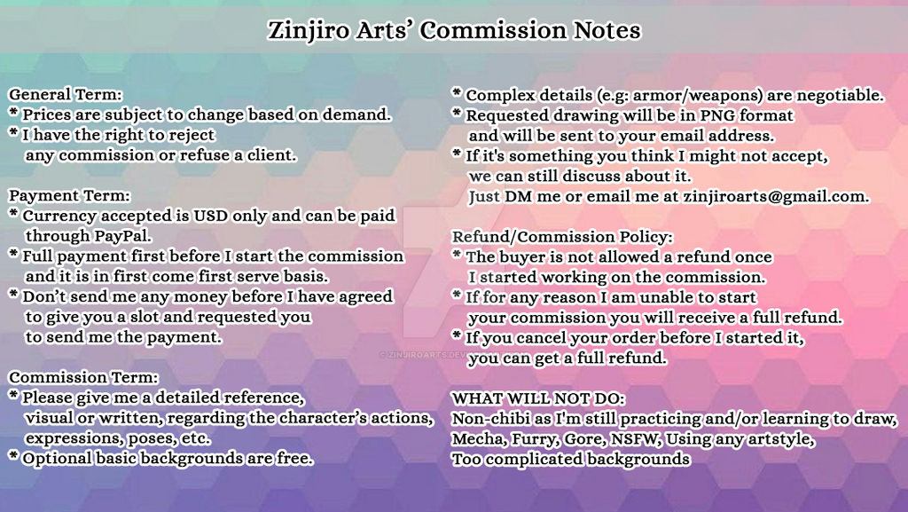 Commision Sheet Info and Prices Notes) by zinjiroArts on