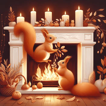 squirrels decorating