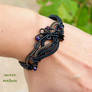 Black wire wrapped leather macrame bracelet
