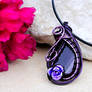 Black - purple Agate wire wrapped pendant
