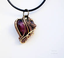 Purple heart wire wrapped pendant