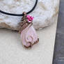 Rose quartz drop wire wrapped pendant