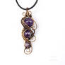 Amethyst beads wire wrapped pendant - OOAK