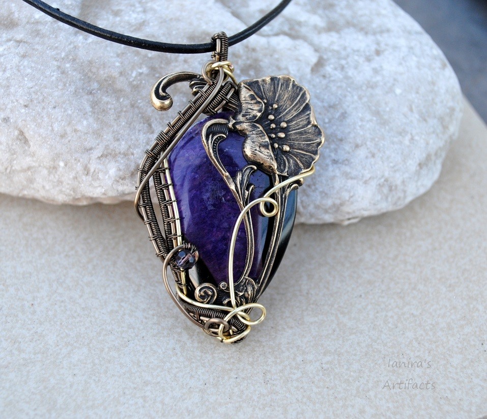 Art Nouveau wire wrapped pendant