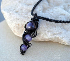 Amethyst beads wire wrapped goth pendant