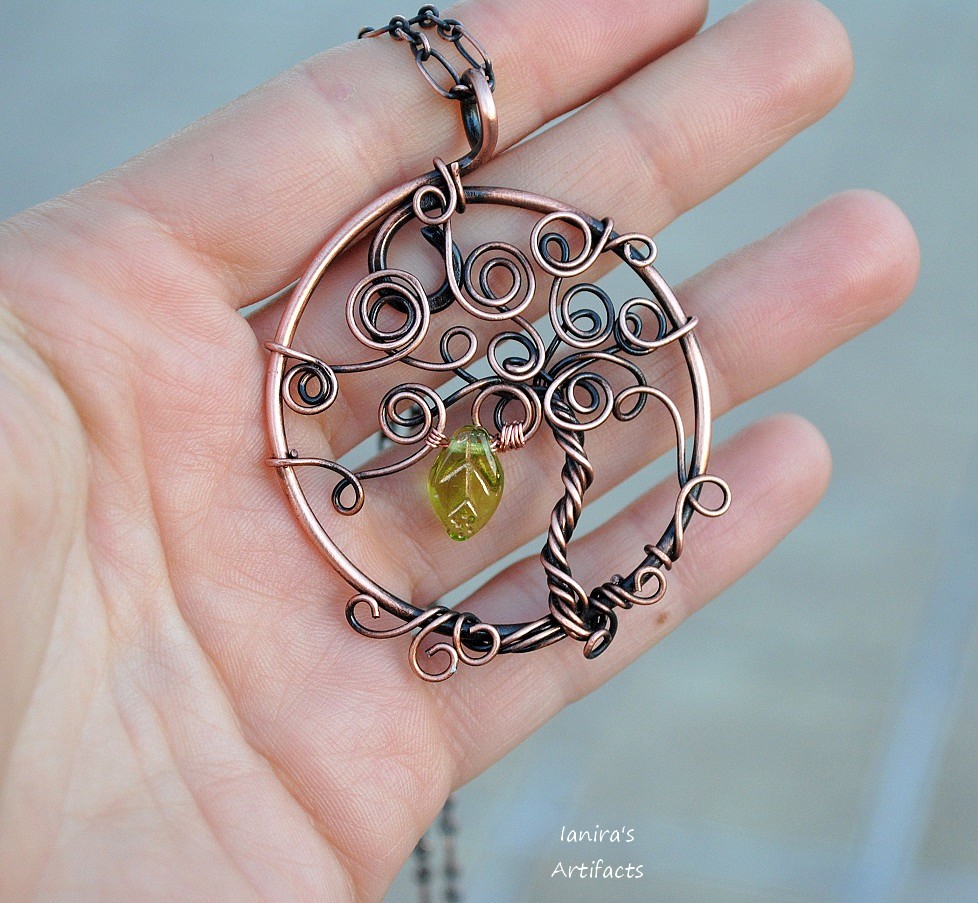 Life tree copper wire pendant