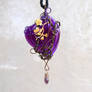 Purple Agate heart wire wrapped pendant