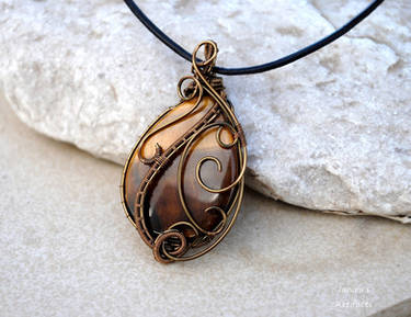 Tiger eye wire wrapped pendant