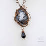 Victorian cameo Goth wire wrapped necklace