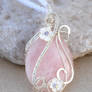 Rose Quartz pendant wrapped with sterling silver