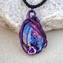 Multicolor Druzy Agate wire wrapped pendant