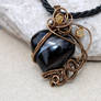 Black goth heart wire wrapped pendant