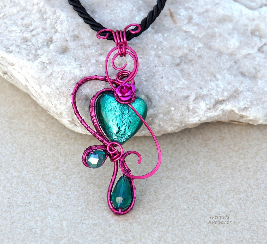 Fairy pendant with glass heart!