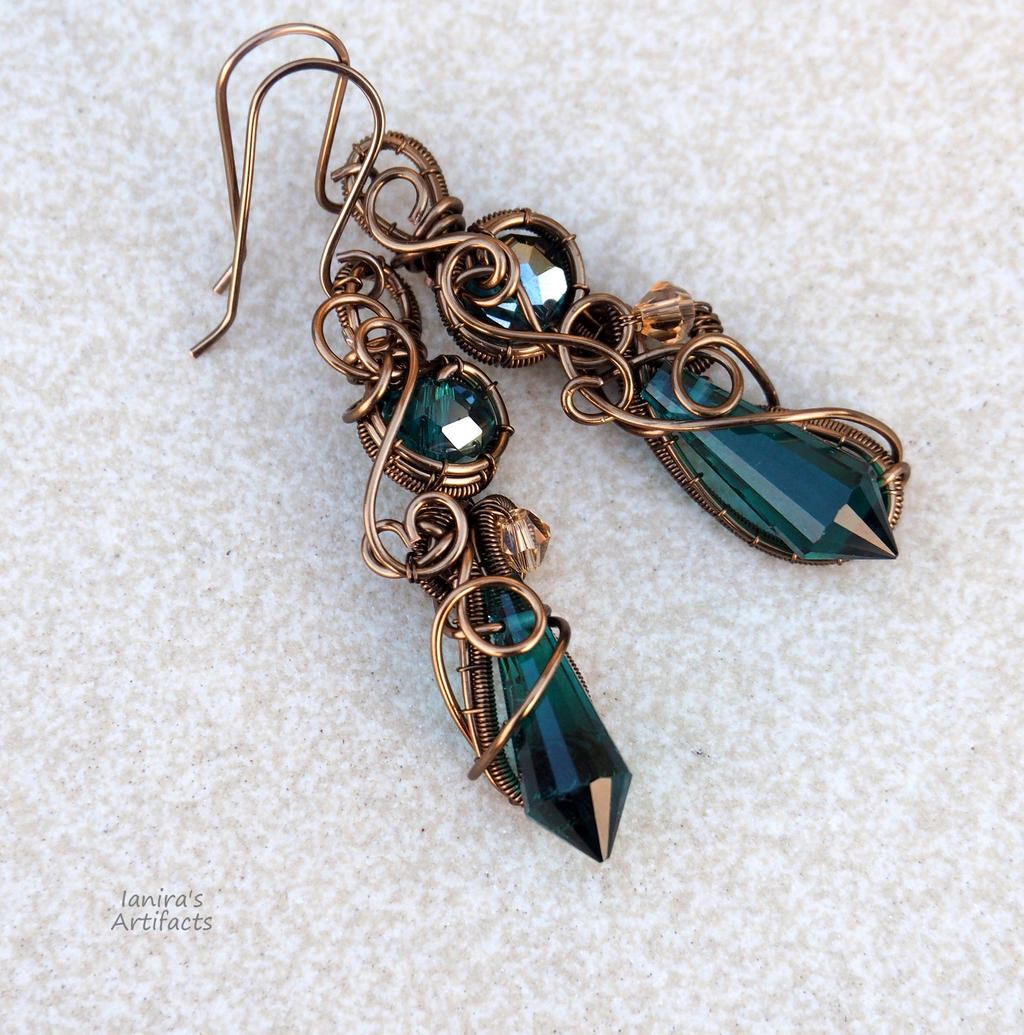 Emerald Green wire wrapped earrings