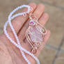 Rose Quartz leaf wire wrapped necklace