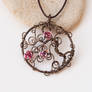 Tree of life pendant with pink roses