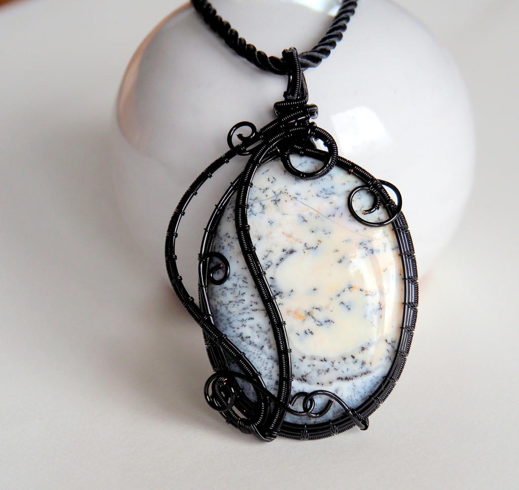 Dendrite Opal wire wrapped pendant