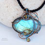 Light Blue Labradorite wire wrapped pendant