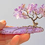 Wire tree sculpture with tanzanite and agate