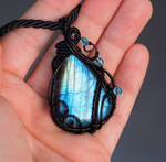 Blue Labradorite with black wrapping