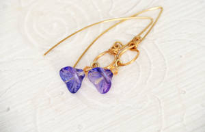 Purple glass flower earrings