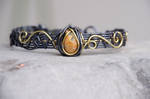 Ocean Jasper wire wrapped wrist cuff bracelet by IanirasArtifacts