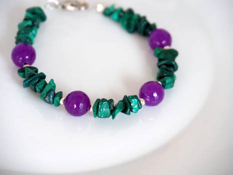Malachite and purple Jade bracelet