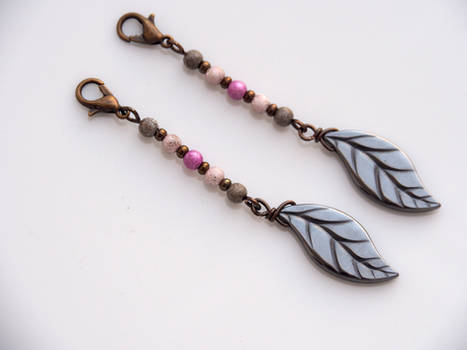 Hair charms with Hematite leaves