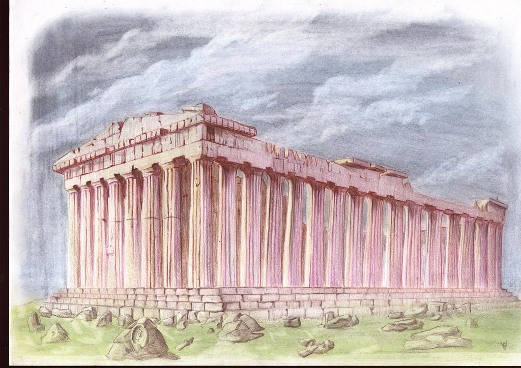 Parthenon Colorized Parthenon done with color pencils by Lobosaurio on DeviantArt