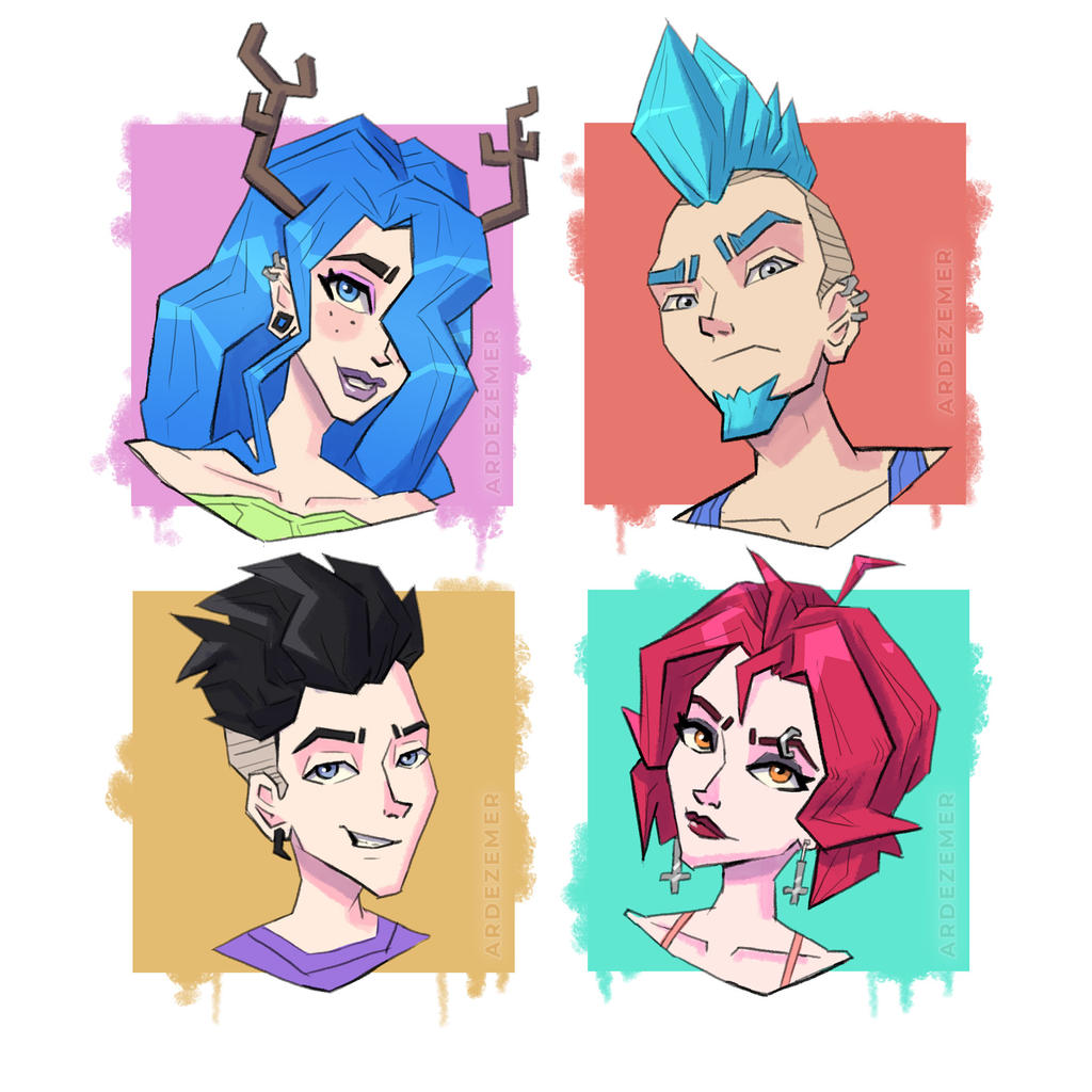 Four OCs spring portraits by Ardezemer on DeviantArt