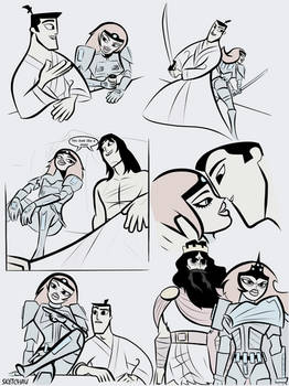 Samurai Jack and Princess Mira doodles