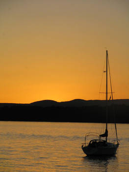 Sunset Boat in standing water