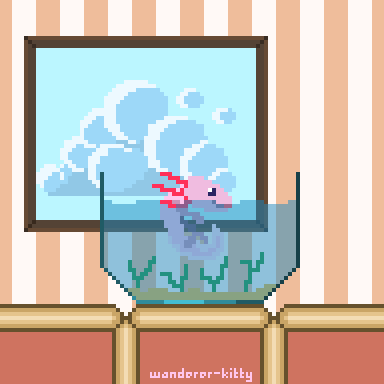 Axolotl Floating On Aquarium Pixel Art Gif By Wanderer Kitty On Deviantart