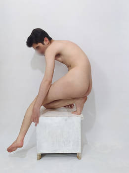 Sitting on a chair _nude man life drawing pose ref
