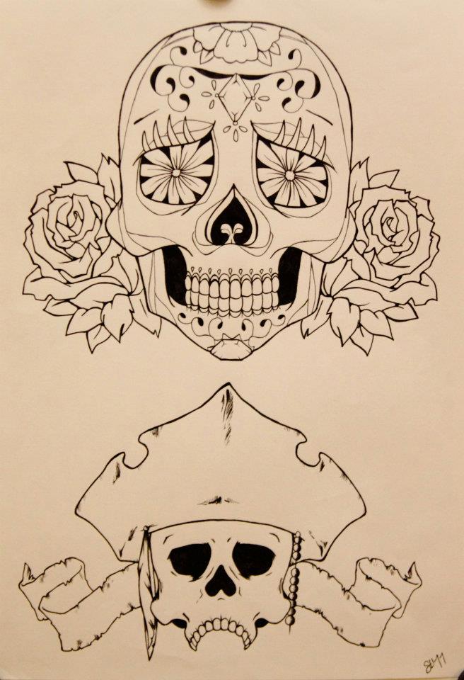 Tattoo design, skulls