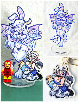 Merch: Succubunny Standee n Holstaur Keychain