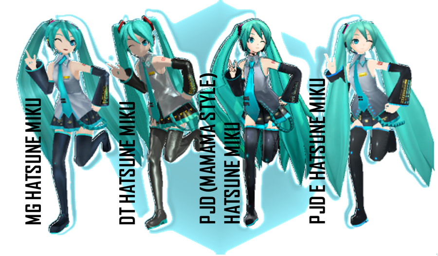 MMD: PJD/DT/MG Miku Comparison by vocaloidloverjosh on DeviantArt