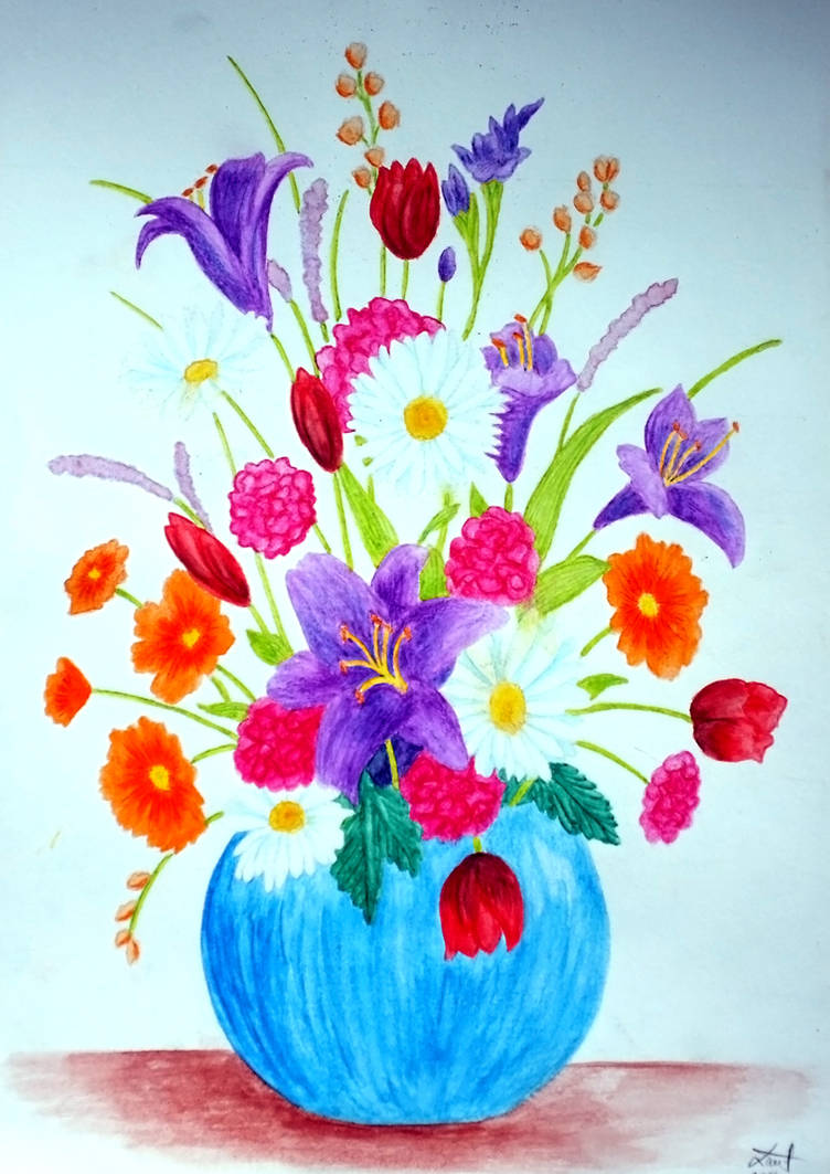 Watercolor Flower Vase II by vendoritza on DeviantArt