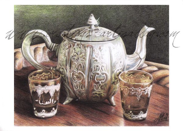 Tea Time with colored pencils