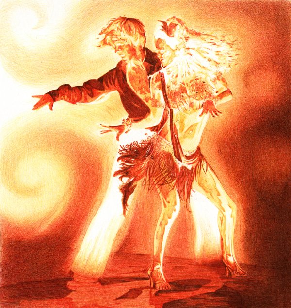 Ballpoint pen dancing flame