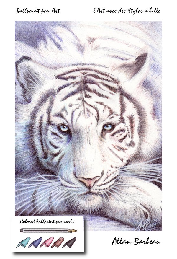 ballpoint pen Art -White Tiger