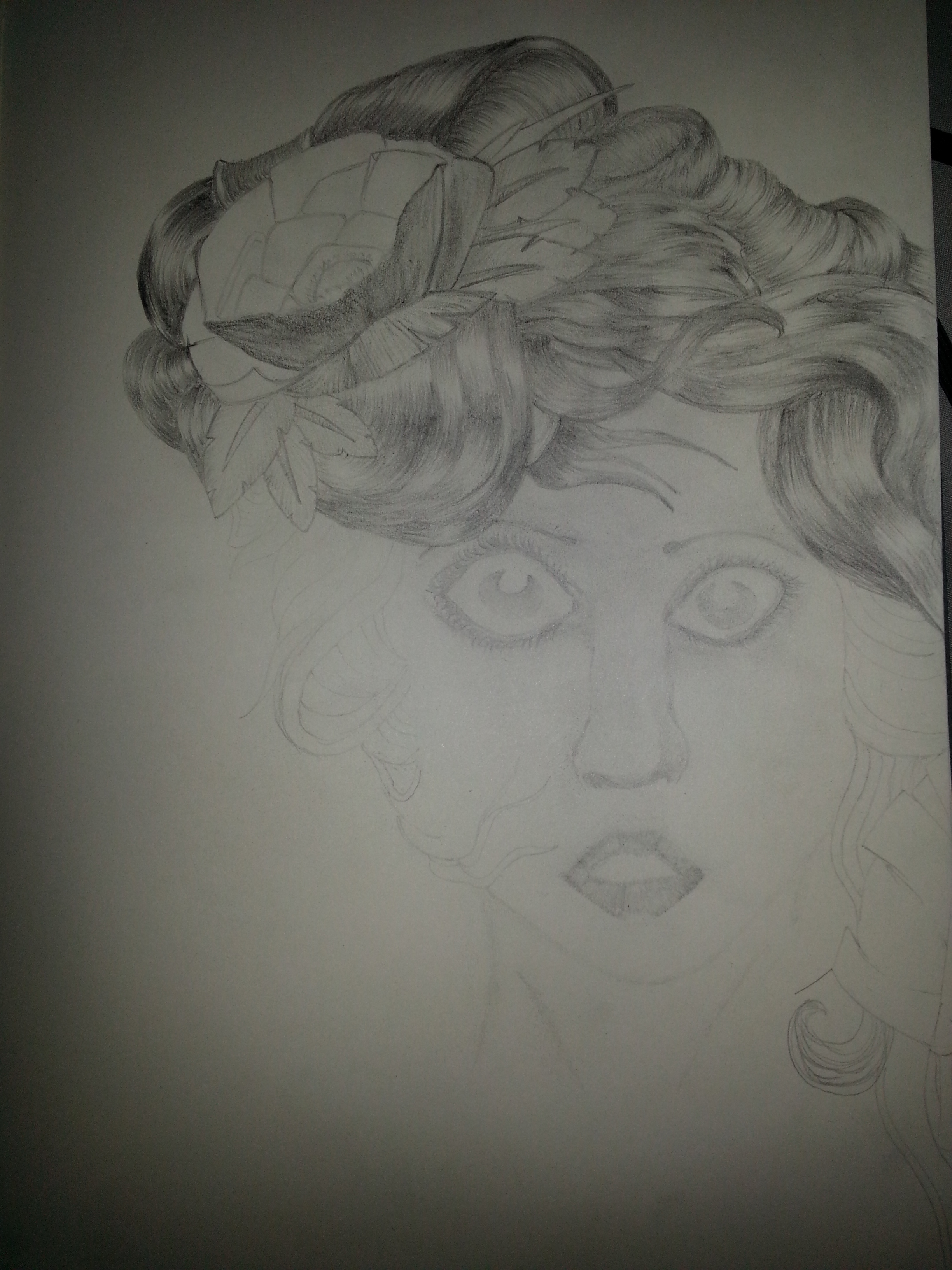 The girl with a flower in her hair WIP