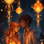 Fairy lights,Two people, Pair of devoted lovers,Wi